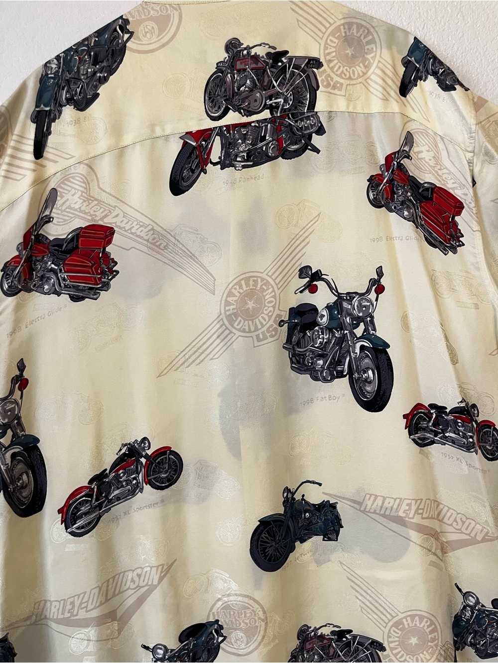 Harley-Davidson Men's Cream Motorcycle Print Button-Up Shirt - Picture 5 of 5